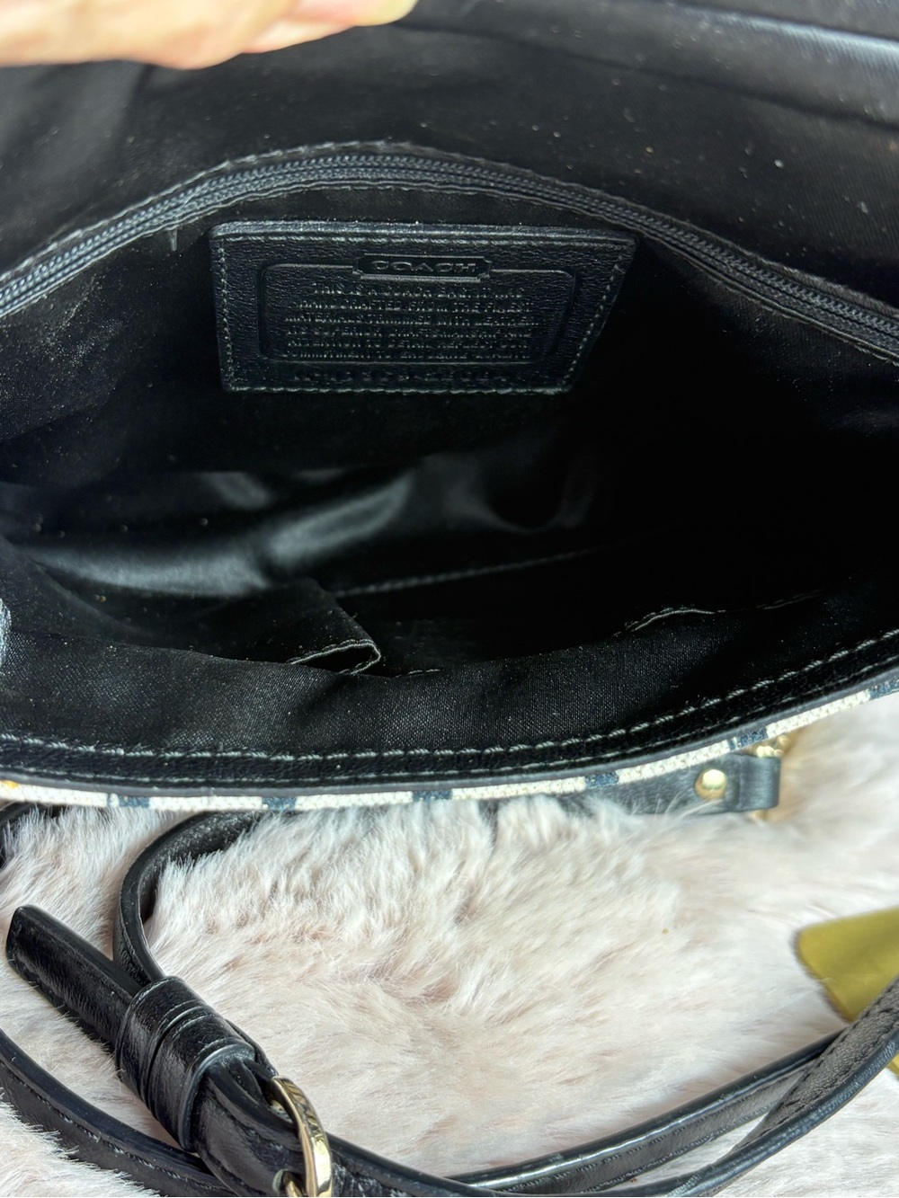Coach Madison Small Sadie Flap Satchel Crossbody Black White Grid - Picture 11 of 11